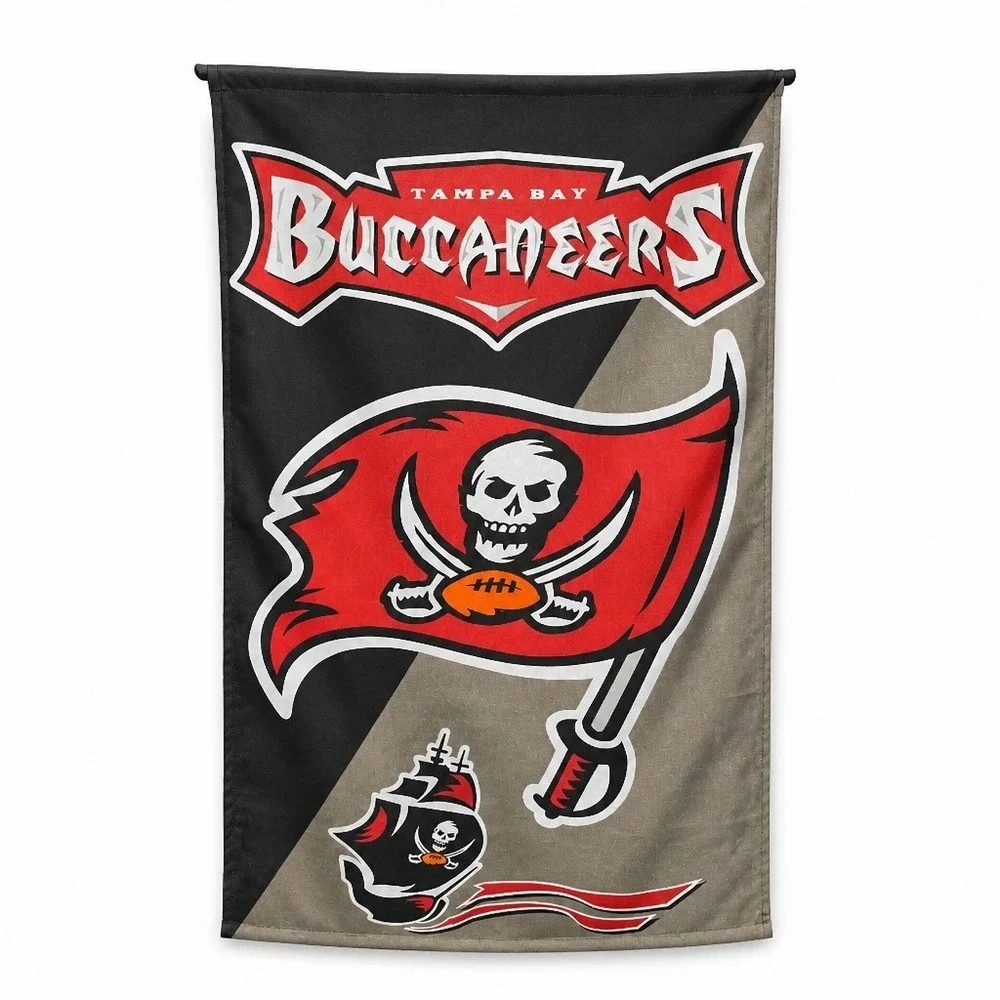 Tampa Bay Buccaneers Wall Banner NFL Decor Black Red Excellent Fabric